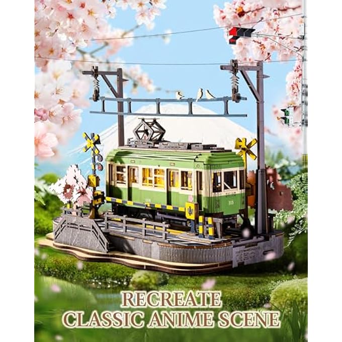 3D PUZZLE WOODEN SAKURA TRAM WITH LIGHTS, MODEL KIT WOODEN PUZZLE BOOKSHELF DECORATION GIFTS FOR ADULTS AND CHILDREN - Image 4
